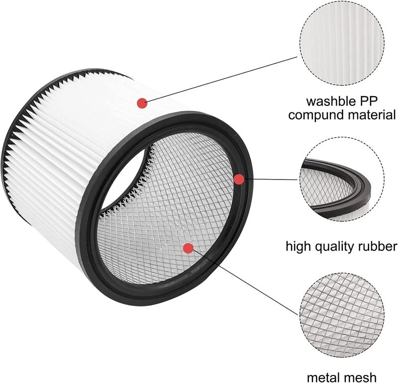 cakuuma 90304 Filter and 90585 Foam Sleeve for Shop-Vac 5 Gallon and Up Wet/Dry Vacuum, Compare to Part # 90304, 90585 (2+4) - Image 2